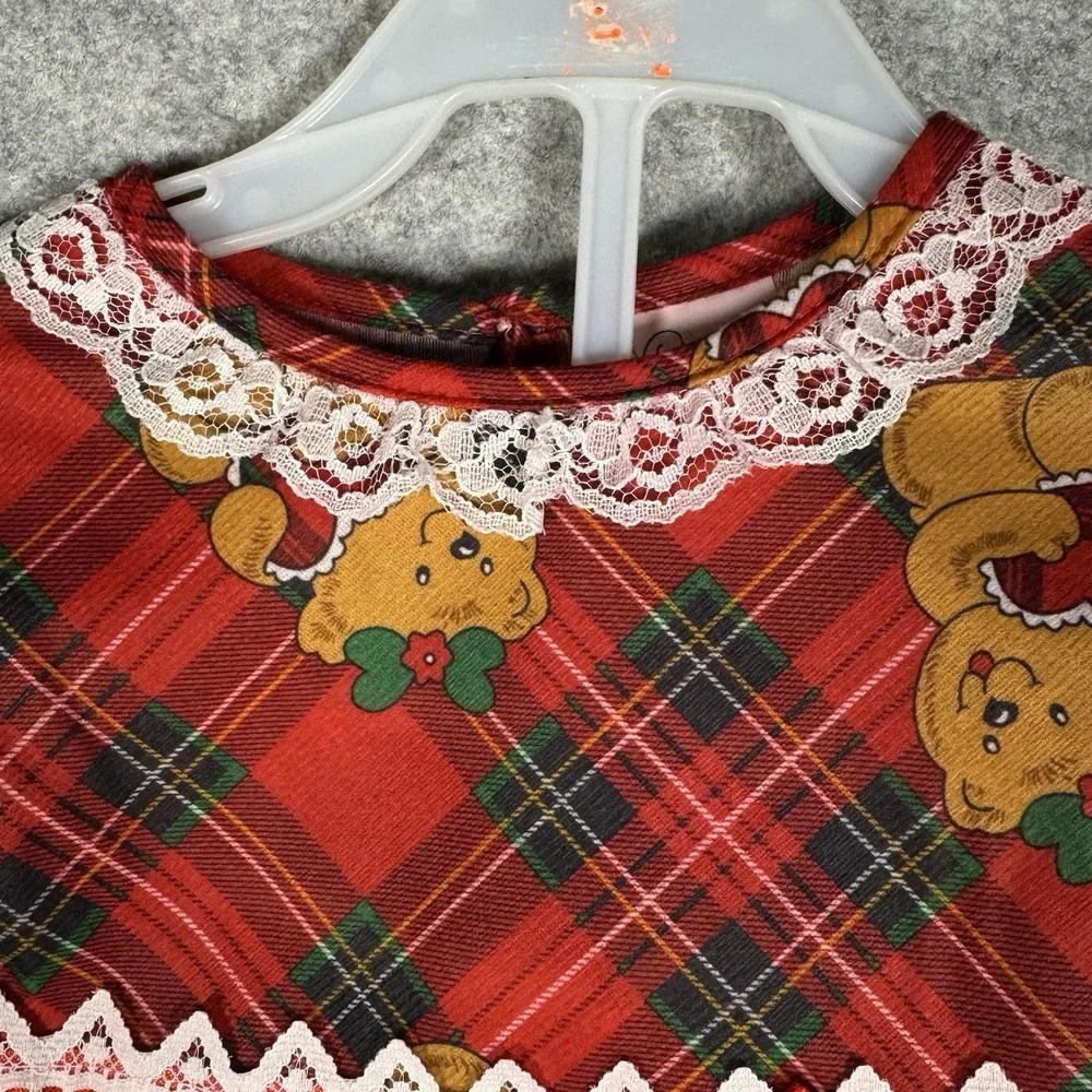 Vintage 80s Candlesticks Girls Size 6 Christmas Pajamas NWT Teddy Bear Plaid USA